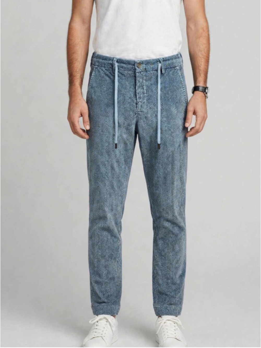 Myths Light Blue Herringbone Drawstring Pants ( US 30) IT 46